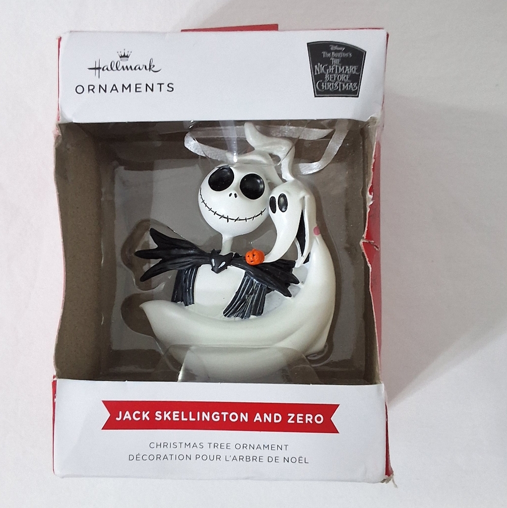 Hallmark The Nightmare Before Xmas Jack Skellington & Zero Christmas Ornament